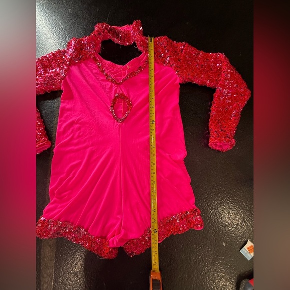 Weissman Sequin Shortall Dance Costume – Child Large (14–16), Hot Pink/Fuchsia - Picture 10 of 11